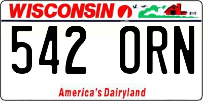 WI license plate 542ORN