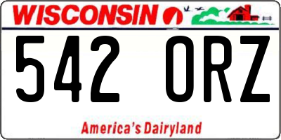 WI license plate 542ORZ