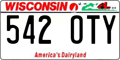 WI license plate 542OTY