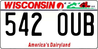 WI license plate 542OUB