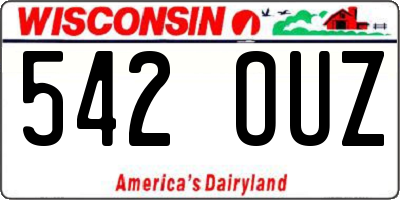 WI license plate 542OUZ