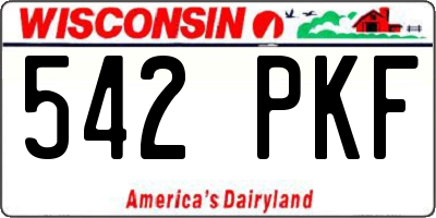 WI license plate 542PKF