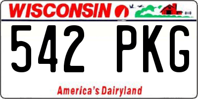 WI license plate 542PKG