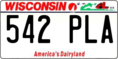 WI license plate 542PLA