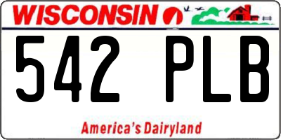 WI license plate 542PLB