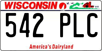 WI license plate 542PLC