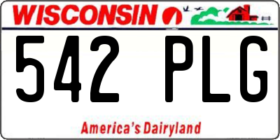 WI license plate 542PLG
