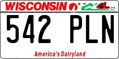 WI license plate 542PLN