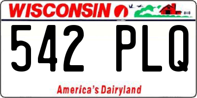 WI license plate 542PLQ