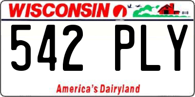 WI license plate 542PLY