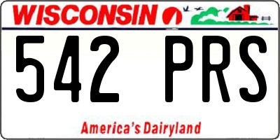 WI license plate 542PRS