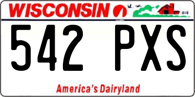 WI license plate 542PXS