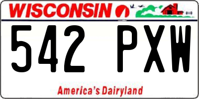 WI license plate 542PXW
