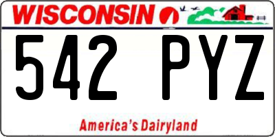 WI license plate 542PYZ