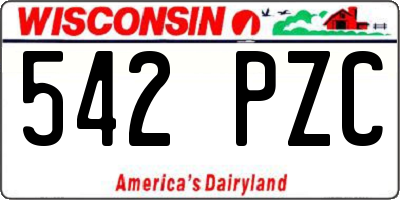WI license plate 542PZC