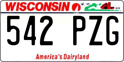 WI license plate 542PZG