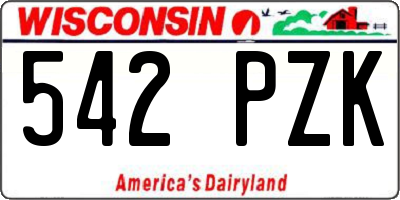 WI license plate 542PZK