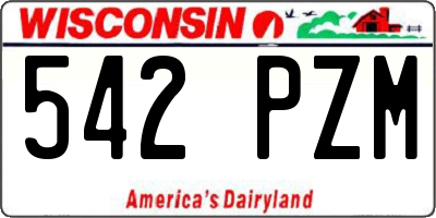 WI license plate 542PZM