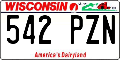 WI license plate 542PZN