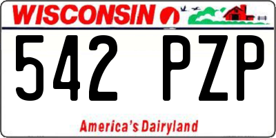 WI license plate 542PZP