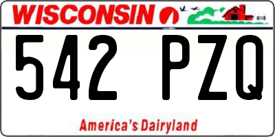 WI license plate 542PZQ