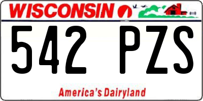 WI license plate 542PZS