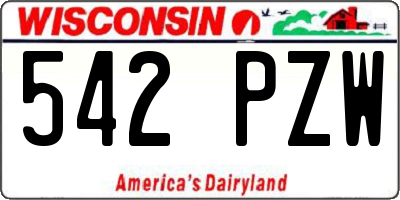 WI license plate 542PZW