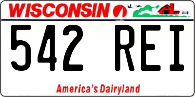 WI license plate 542REI