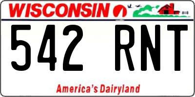 WI license plate 542RNT