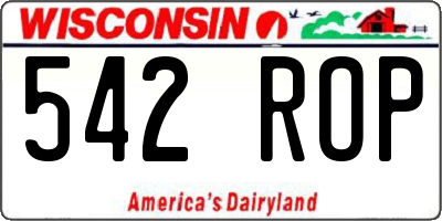 WI license plate 542ROP