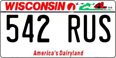 WI license plate 542RUS