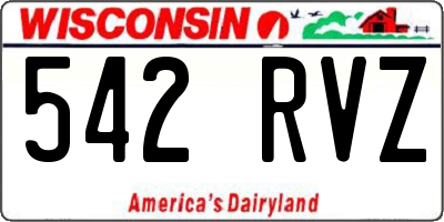 WI license plate 542RVZ