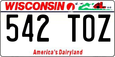 WI license plate 542TOZ