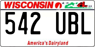 WI license plate 542UBL