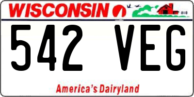 WI license plate 542VEG
