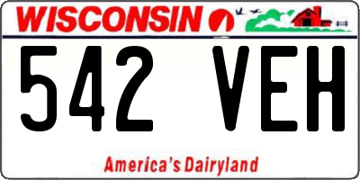 WI license plate 542VEH