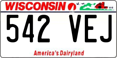 WI license plate 542VEJ