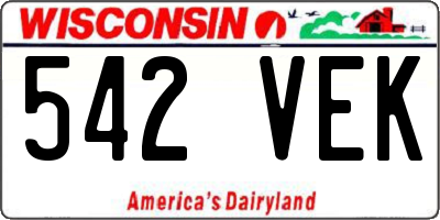 WI license plate 542VEK