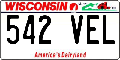 WI license plate 542VEL