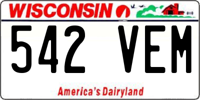 WI license plate 542VEM
