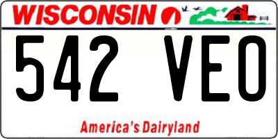 WI license plate 542VEO