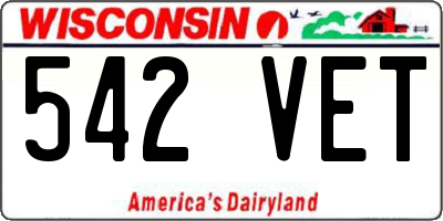WI license plate 542VET