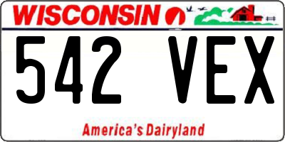 WI license plate 542VEX