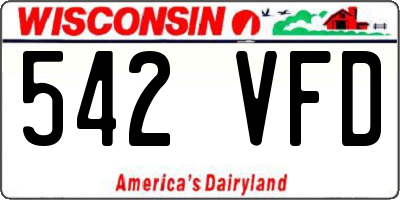 WI license plate 542VFD