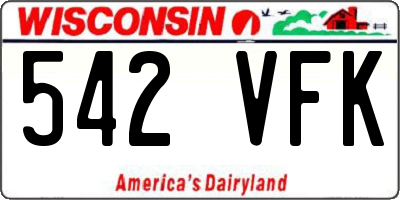 WI license plate 542VFK