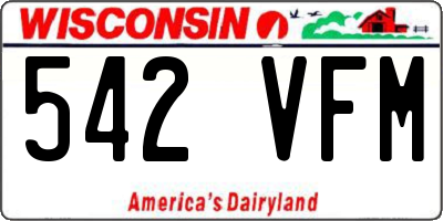 WI license plate 542VFM