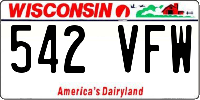 WI license plate 542VFW