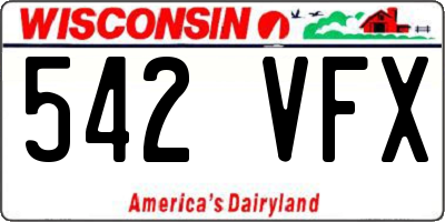 WI license plate 542VFX
