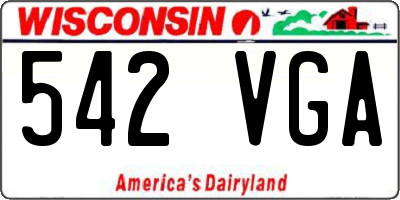 WI license plate 542VGA