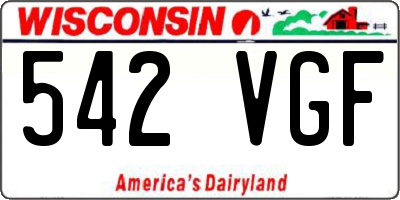WI license plate 542VGF